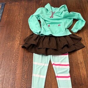Cosplay Mint Green Hoodie and Striped Leggings Set